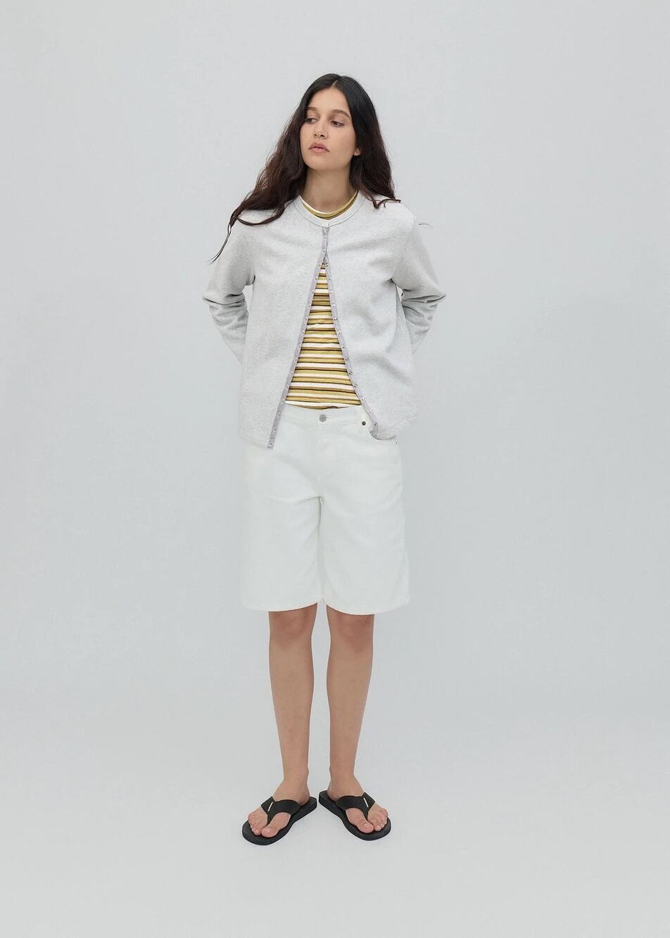 Still Here NY Stoop Short Milk White Relaxed Jean Short Size 28